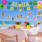Hawaiian Party Decorations, Luau Decorations includes Glitter Aloha Banner Tropical Hawaii Hanging Swirls and Tissue Pom Poms, Hawaiian Luau Decorations for Summer Tropical Beach Tiki Bar Party